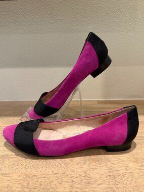 Louise et Cie Purple Suede Pointed Toe Flats Size 7.5 Black Accent